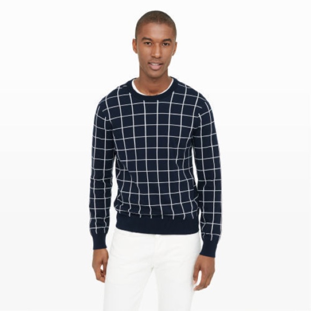 Club Monaco Windowpane Crewneck Sweater
